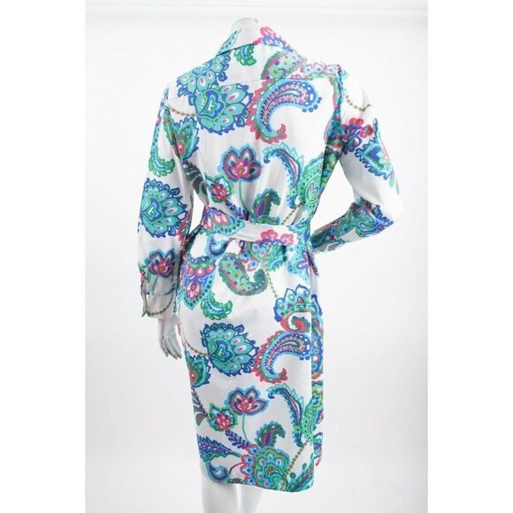 Lanvin Paris 70s Vintage Womans Shirt Dress Shift Size 14 Floral Paisley Belted - Picture 4 of 6